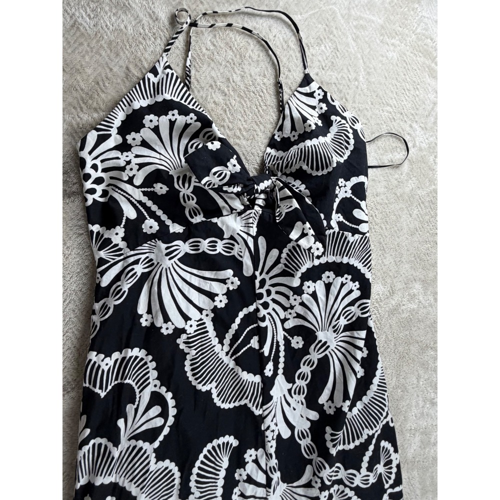 Banana Republic‎ strapy Shell Print Maxi Dress V-Neck Tie Front Slit size 6 - Picture 5 of 16